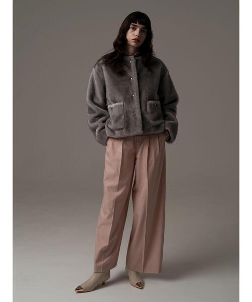 Te chichi（テチチ）の「グラデーションファーノーカラージャケット《2025winter catalog item》（ノーカラージャケット・レディース・ブラウン/グレー・F）」の3枚目の写真