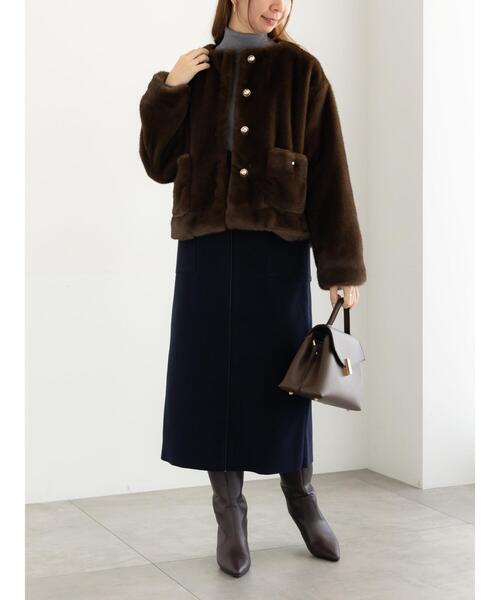 Te chichi（テチチ）の「グラデーションファーノーカラージャケット《2025winter catalog item》（ノーカラージャケット・レディース・ブラウン/グレー・F）」の4枚目の写真