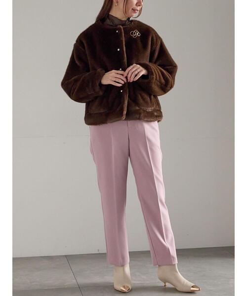 Te chichi（テチチ）の「グラデーションファーノーカラージャケット《2025winter catalog item》（ノーカラージャケット・レディース・ブラウン/グレー・F）」の8枚目の写真