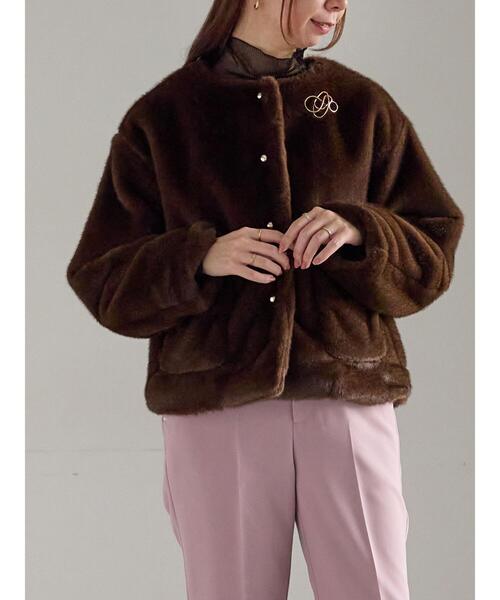 Te chichi（テチチ）の「グラデーションファーノーカラージャケット《2025winter catalog item》（ノーカラージャケット・レディース・ブラウン/グレー・F）」の9枚目の写真