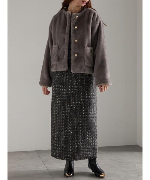 Te chichi（テチチ）の「グラデーションファーノーカラージャケット《2025winter catalog item》（ノーカラージャケット・レディース・ブラウン/グレー・F）」の11枚目の写真