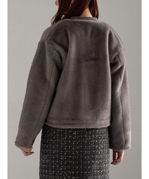 Te chichi（テチチ）の「グラデーションファーノーカラージャケット《2025winter catalog item》（ノーカラージャケット・レディース・ブラウン/グレー・F）」の14枚目の写真