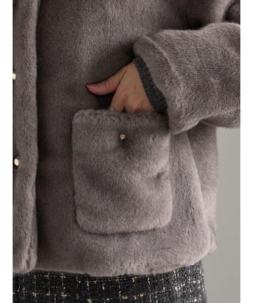 Te chichi（テチチ）の「グラデーションファーノーカラージャケット《2025winter catalog item》（ノーカラージャケット・レディース・ブラウン/グレー・F）」の17枚目の写真