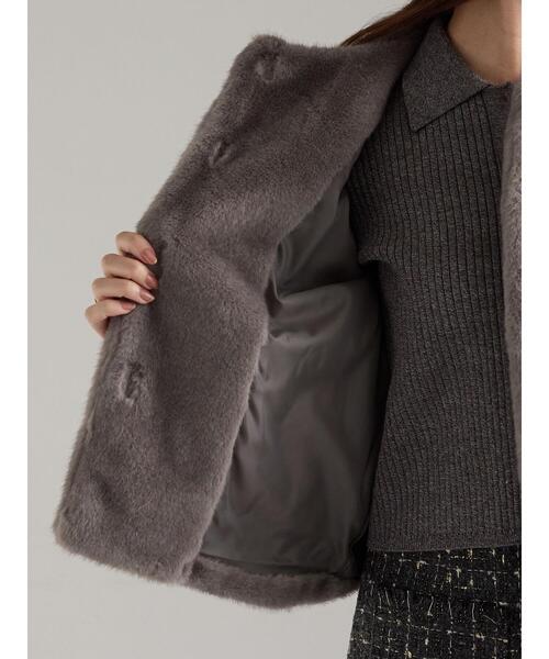 Te chichi（テチチ）の「グラデーションファーノーカラージャケット《2025winter catalog item》（ノーカラージャケット・レディース・ブラウン/グレー・F）」の18枚目の写真