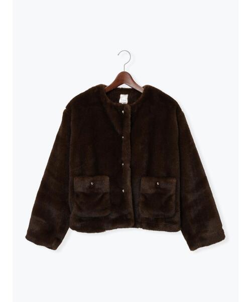 Te chichi（テチチ）の「グラデーションファーノーカラージャケット《2025winter catalog item》（ノーカラージャケット・レディース・ブラウン/グレー・F）」の19枚目の写真