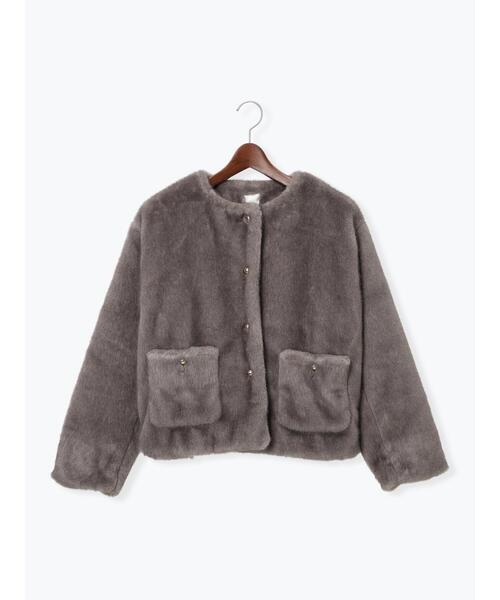 Te chichi（テチチ）の「グラデーションファーノーカラージャケット《2025winter catalog item》（ノーカラージャケット・レディース・ブラウン/グレー・F）」の20枚目の写真