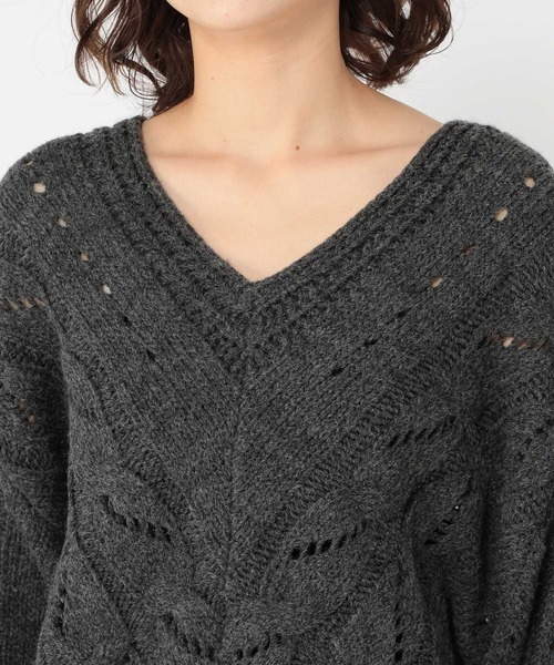 L.G.B. Vネック ケーブルニット サイズ３ セール】3ゲージVネックケーブルニットプルオーバー（ニット/セーター