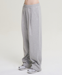 LAZYBEE（レイジービー）の「ワンタックワイドフィットフレッシュスウェットパンツ W メランジグレー（スウェットパンツ）」