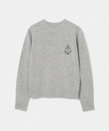 cashmere blended anchor crew neck knit(womens) melange grey