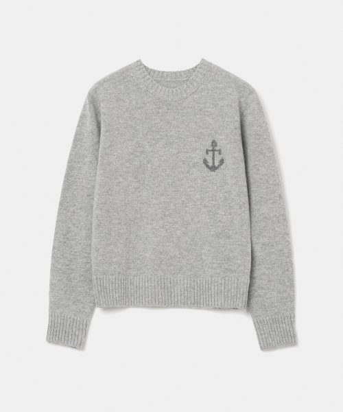 UNIFORM BRIDGE(ユニフォームブリッジ)の「cashmere blended anchor crew neck knit(womens) melange grey(ニット/セーター・レディース・その他・SMALL/MEDIUM)」の1枚目の写真