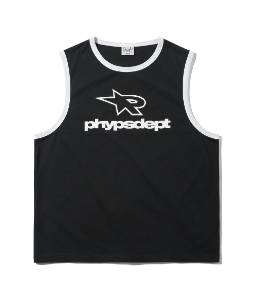 PHYSICAL DEPARTMENT（フィジカル デパートメント）の「リフレクティブパイピングアクティングロゴスリーブレス_ブラック（Tシャツ/カットソー・レディース・その他・MEDIUM/LARGE）」の2枚目の写真