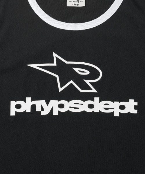 PHYSICAL DEPARTMENT（フィジカル デパートメント）の「リフレクティブパイピングアクティングロゴスリーブレス_ブラック（Tシャツ/カットソー・レディース・その他・MEDIUM/LARGE）」の5枚目の写真