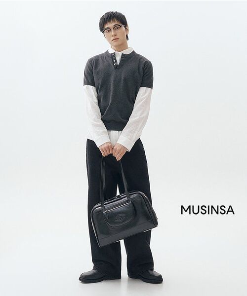 LEIRE（ルアール）の「マッスルフィットヘンリーネック半袖ニット[チャコール]（Tシャツ/カットソー・メンズ・その他・MEDIUM/X-LARGE/LARGE）」の8枚目の写真