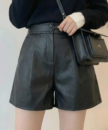 ハイウエストレザーショートパンツ
