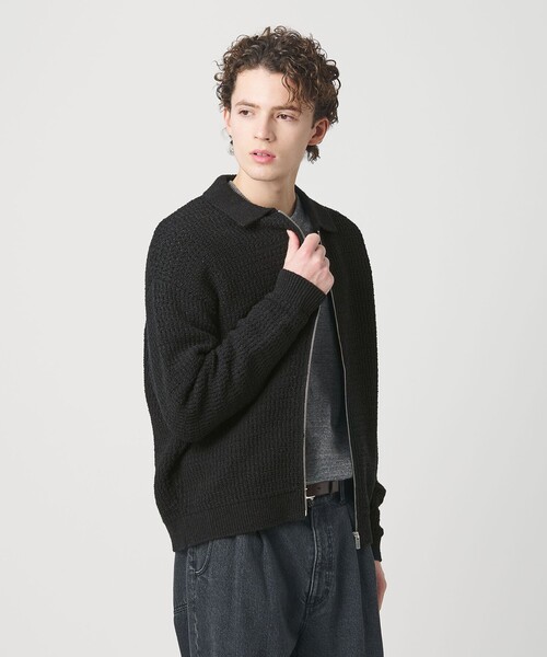 BEAUTY&YOUTH UNITED ARROWS（ビューティーアンドユースユナイテッドアローズ）の「ブークレ レース ジップ ポロジャケット ウォッシャブル（カーディガン/ボレロ・メンズ・ブラック/オリーブ・S/M/L/XL）」の18枚目の写真