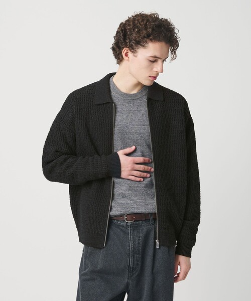 BEAUTY&YOUTH UNITED ARROWS（ビューティーアンドユースユナイテッドアローズ）の「ブークレ レース ジップ ポロジャケット ウォッシャブル（カーディガン/ボレロ・メンズ・ブラック/オリーブ・S/M/L/XL）」の19枚目の写真