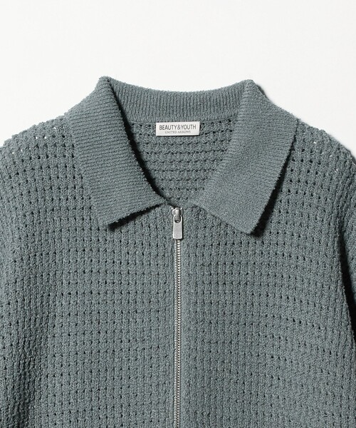 BEAUTY&YOUTH UNITED ARROWS（ビューティーアンドユースユナイテッドアローズ）の「ブークレ レース ジップ ポロジャケット ウォッシャブル（カーディガン/ボレロ・メンズ・ブラック/オリーブ・S/M/L/XL）」の6枚目の写真