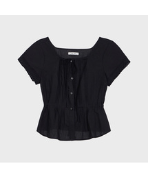 String Pintuck Blouse (Black)