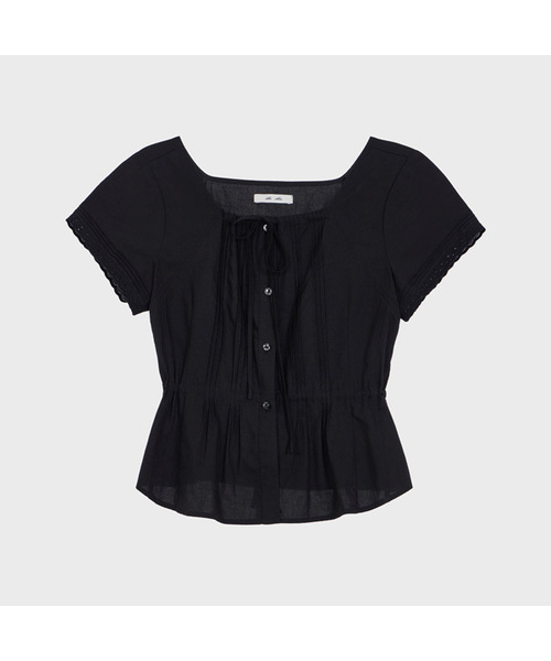 ALKI ALKA(アルキアルカ)の「String Pintuck Blouse (Black)(シャツ/ブラウス・レディース・ブラック・SMALL/MEDIUM)」の1枚目の写真