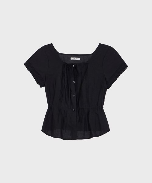 ALKI ALKA(アルキアルカ)の「String Pintuck Blouse (Black)(シャツ/ブラウス・レディース・ブラック・SMALL/MEDIUM)」の2枚目の写真
