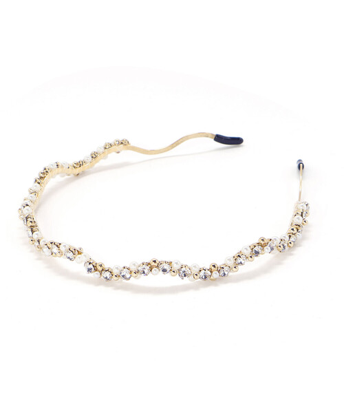 BeBe Petits Pois Vert（ベベプチポワヴェール）の「【店舗限定】パール＋ラインストーンカチューシャ（カチューシャ・キッズ・ホワイト・FREE）」の3枚目の写真