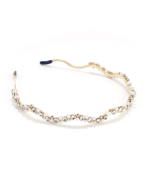 BeBe Petits Pois Vert（ベベプチポワヴェール）の「【店舗限定】パール＋ラインストーンカチューシャ（カチューシャ・キッズ・ホワイト・FREE）」の4枚目の写真