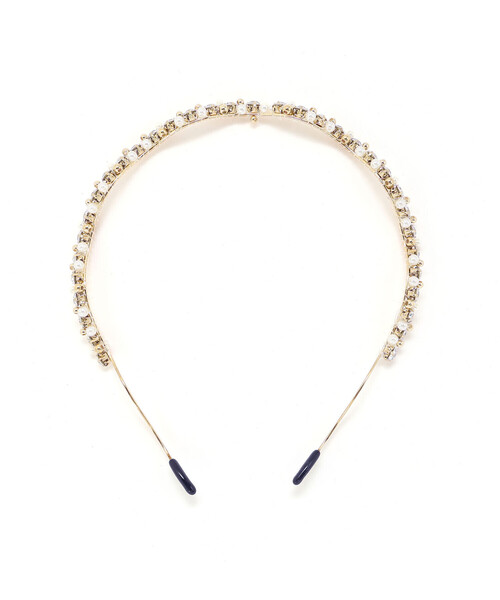 BeBe Petits Pois Vert（ベベプチポワヴェール）の「【店舗限定】パール＋ラインストーンカチューシャ（カチューシャ・キッズ・ホワイト・FREE）」の7枚目の写真