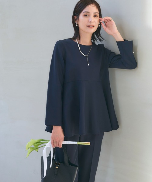 CROSS FUNCTION(クロスファンクション)の「《洗える・シワになりにくい》2点セット 正解 ペプラムブラウス&テーパードパンツ 5サイズ展開【CROSS FUNCTION/クロスファンクション】(スーツセット・レディース・ネイビー/ブラック/ライトベージュ・7号/9号/11号/13号/15号)」の11枚目の写真