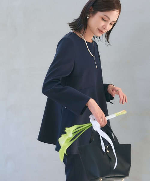 CROSS FUNCTION(クロスファンクション)の「《洗える・シワになりにくい》2点セット 正解 ペプラムブラウス&テーパードパンツ 5サイズ展開【CROSS FUNCTION/クロスファンクション】(スーツセット・レディース・ネイビー/ブラック/ライトベージュ・7号/9号/11号/13号/15号)」の13枚目の写真