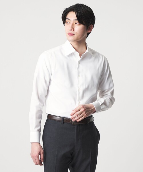 A DAY IN THE LIFE UNITED ARROWS(アデイインザライフユナイテッドアローズ)の「ヘリンボーン セミワイドカラーシャツ-イージーケア-<A DAY IN THE LIFE>(シャツ/ブラウス・メンズ・ホワイト・38cm/42cm/37cm/41cm/39cm/40cm)」の2枚目の写真