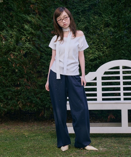 Unblend（アンブレンド）の「【Unblend】ラメ裏毛 ドローコード スウェットパンツ<セットアップ対応>（スウェットパンツ・レディース・ブラック/杢グレー/ブラウン/ネイビー・S/M）」の22枚目の写真