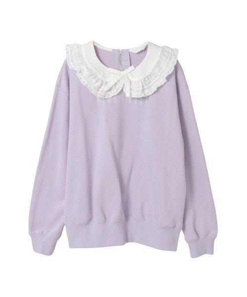 PINK HOUSE（ピンクハウス）の「ローン衿付きロゴトレーナー（スウェット・レディース・ネイビー/ラベンダー/ピンク/レッド/ブラック・フリー）」の3枚目の写真