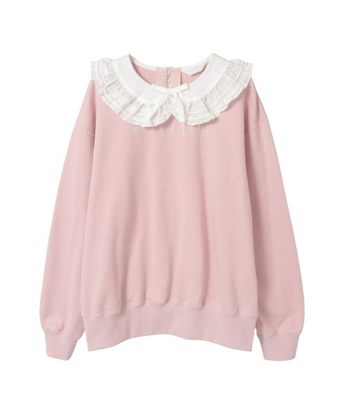 PINK HOUSE（ピンクハウス）の「ローン衿付きロゴトレーナー（スウェット・レディース・ネイビー/ラベンダー/ピンク/レッド/ブラック・フリー）」の4枚目の写真