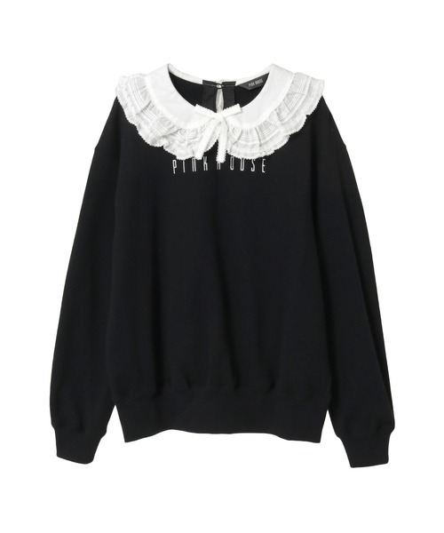 PINK HOUSE（ピンクハウス）の「ローン衿付きロゴトレーナー（スウェット・レディース・ネイビー/ラベンダー/ピンク/レッド/ブラック・フリー）」の2枚目の写真