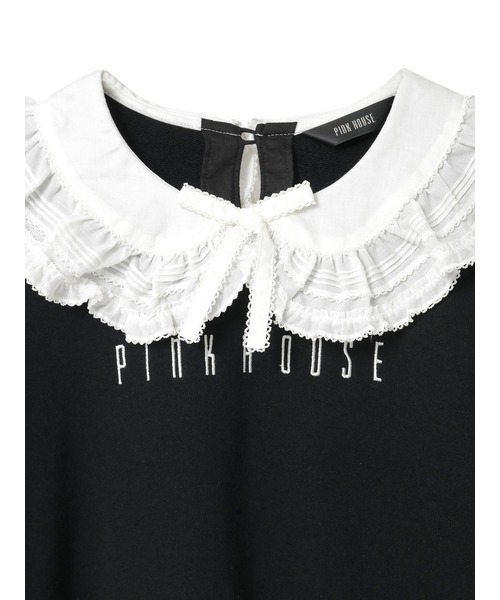 PINK HOUSE（ピンクハウス）の「ローン衿付きロゴトレーナー（スウェット・レディース・ネイビー/ラベンダー/ピンク/レッド/ブラック・フリー）」の12枚目の写真