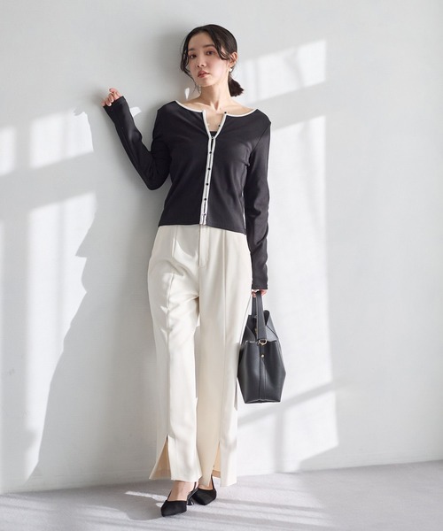 Andemiu（アンデミュウ）の「前後2WAYボタンリブカットソー641145（Tシャツ/カットソー・レディース・ホワイト×ブラック/ブラック×ホワイト/ブラック×ブラック・FREE）」の10枚目の写真