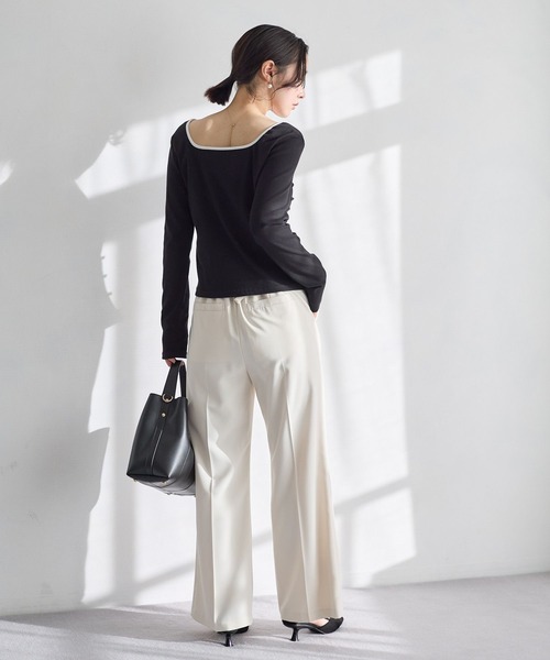 Andemiu（アンデミュウ）の「前後2WAYボタンリブカットソー641145（Tシャツ/カットソー・レディース・ホワイト×ブラック/ブラック×ホワイト/ブラック×ブラック・FREE）」の11枚目の写真