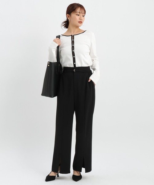 Andemiu（アンデミュウ）の「前後2WAYボタンリブカットソー641145（Tシャツ/カットソー・レディース・ホワイト×ブラック/ブラック×ホワイト/ブラック×ブラック・FREE）」の18枚目の写真