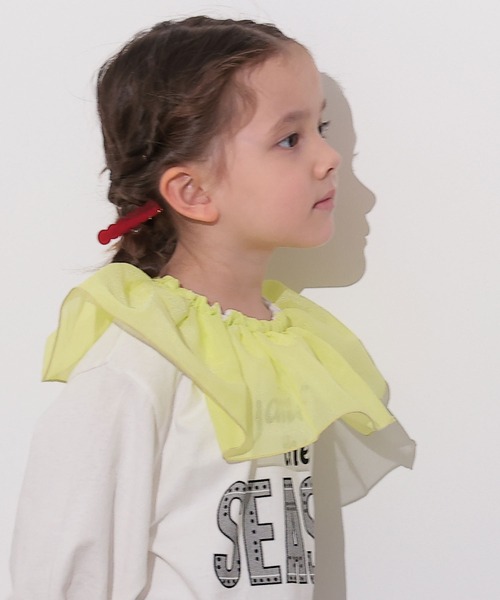 Ocean&Ground（オーシャン&グラウンド）の「フリルカラーリメイクロンＴ（Tシャツ/カットソー・キッズ・グリーン/ホワイト/オレンジ・80/90/95/100/110/120/130/140）」の4枚目の写真