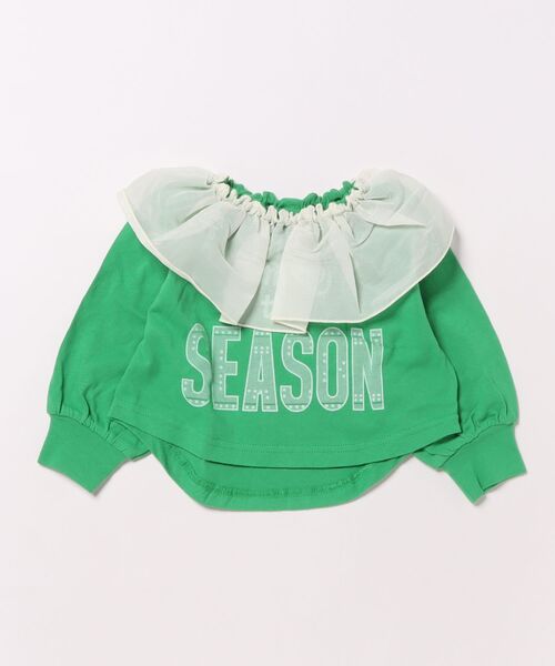 Ocean&Ground（オーシャン&グラウンド）の「フリルカラーリメイクロンＴ（Tシャツ/カットソー・キッズ・グリーン/ホワイト/オレンジ・80/90/95/100/110/120/130/140）」の8枚目の写真