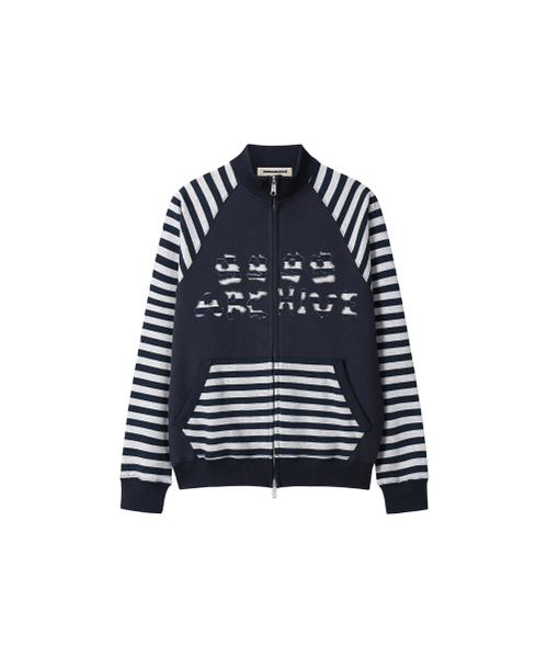 9999ARCHIVE（9999アーカイブ）の「[9999xMIKO] Stripe Applique Jersey（ナイロンジャケット・レディース・ネイビー・FREE/2）」の2枚目の写真