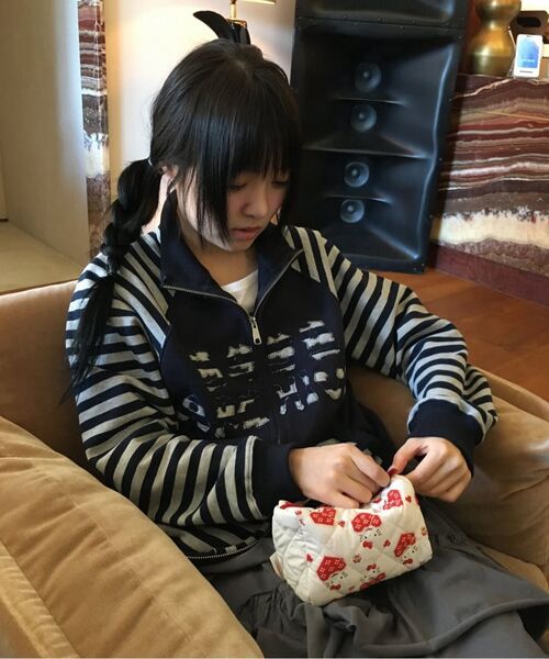 9999ARCHIVE（9999アーカイブ）の「[9999xMIKO] Stripe Applique Jersey（ナイロンジャケット・レディース・ネイビー・FREE/2）」の4枚目の写真