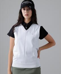 14G天竺×ケーブル Vネックニットベスト (WOMENS)