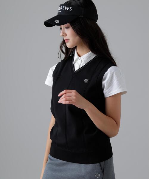 St ANDREWS(セントアンドリュース)の「14G天竺×ケーブル Vネックニットベスト (WOMENS)(ニット/セーター・レディース・グレー/ブラック/ホワイト・M/S/L)」の4枚目の写真