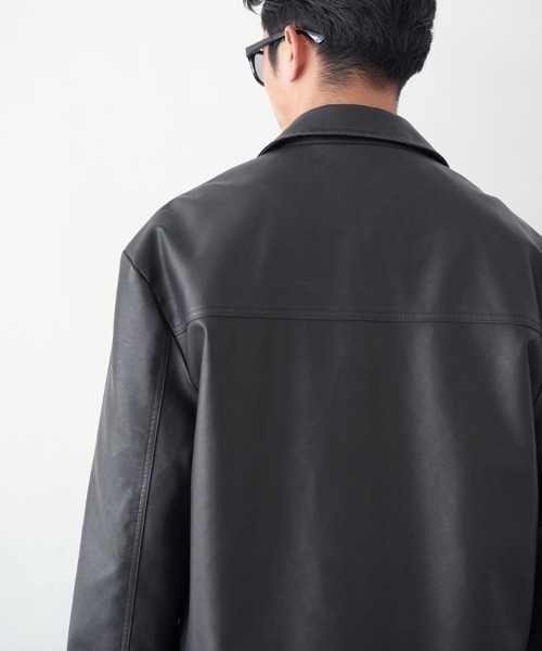セール】【SYNQUE】PU leather jacket / ブラック [C]（ダウン