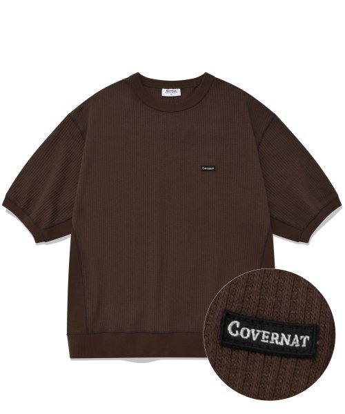 COVERNAT(カバーナット)の「ワッフルステッチTシャツブラウン(Tシャツ/カットソー・レディース・その他・S)」の1枚目の写真