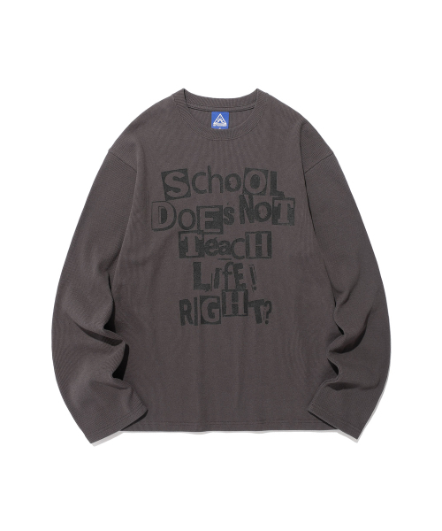 ISTKUNST(イストクンスト)の「DOES NOT TEACH WAFFLE LS TEE_CHARCOAL(IK2FSMT551A)(Tシャツ/カットソー・レディース・チャコール・S/M/L)」の1枚目の写真