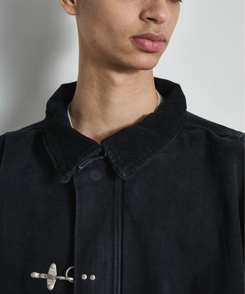 BLANK HOTEL(ブランクホテル)の「Faded Canvas Fireman Buckle Jacket / ファイヤーマンバックルキャンバスワークジャケット(ブルゾン・メンズ・ブラック/グレー・XL/L/M)」の6枚目の写真