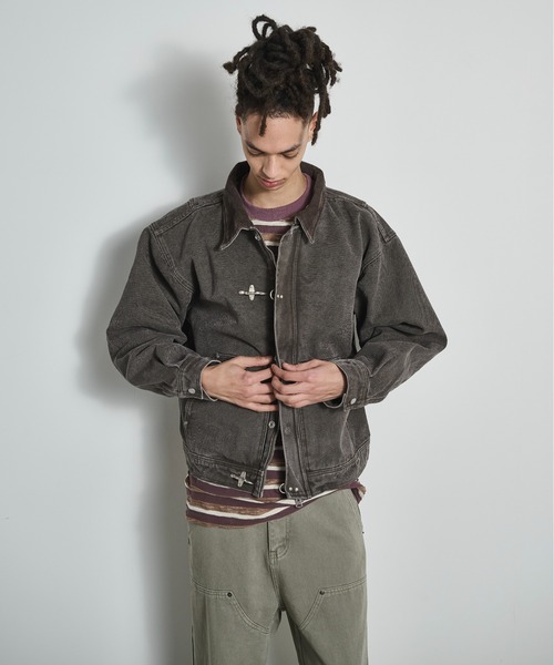 BLANK HOTEL(ブランクホテル)の「Faded Canvas Fireman Buckle Jacket / ファイヤーマンバックルキャンバスワークジャケット(ブルゾン・メンズ・ブラック/グレー・XL/L/M)」の19枚目の写真