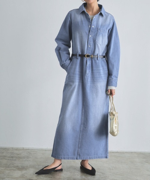 RASW(ラス)の「デニムシャツワンピース(ワンピース・レディース・ブルー/サックスブルー・S/M/L)」の2枚目の写真